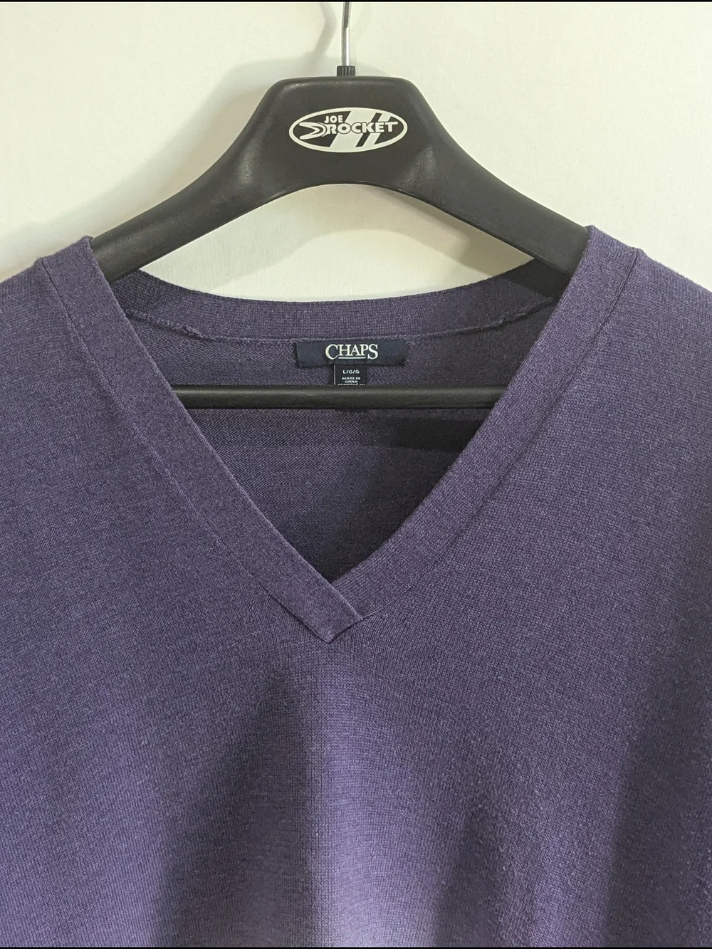 Chaps Ombre V Neck Sweater Purple Gray Knit Pullover Women's Large Soft